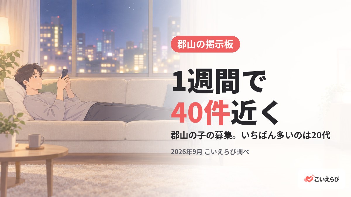 PCMAXの掲示板には、郡山の子の募集が1週間で40件近く。いちばん多いのは20代